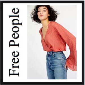 Free People Makin’ Waves Bodysuit Polka Dot Terracotta